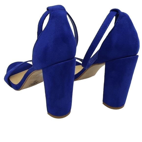 Shein Ankle Strap High Heel Pumps Blue Fabric Size 10 - Picture 3 of 8